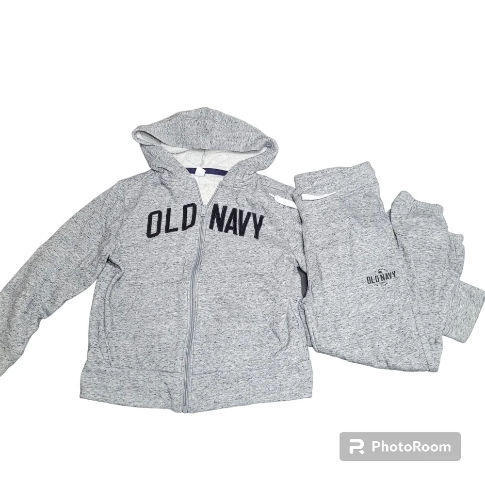 Old Navy Kids 2‎ Piece Grey Full Zip Hooded Jacket And Joggers Set Size S/M